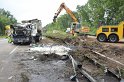 LKW umgestuerzt A 1 Rich Saarbruecken P215